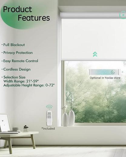 Yoolax Motorized Blinds App Control, Cordless Automatic Shades Roller Window - Image 2