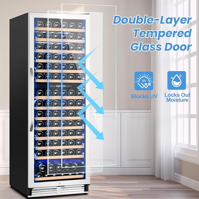 180 Bottles Wine Fridge 24 Inch Dual Zone Wine Cooler Refrigerator Freestanding - Image 8