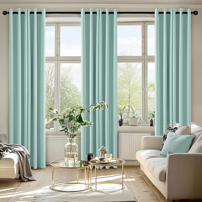 MIULEE Aqua Blackout Curtains for Bedroom Living Room 84 Inches Long 2 Panels - Image 6