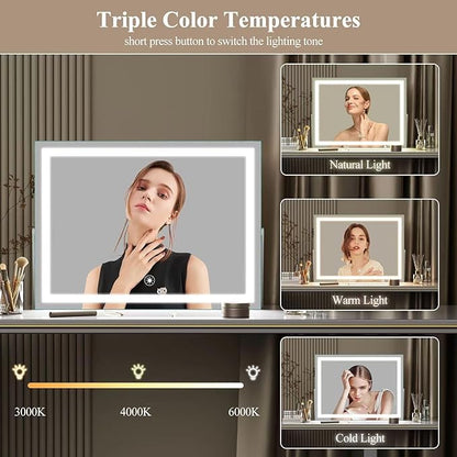 Ligheted Vanity Mirror with Lights, 3 Modes Light, Smart Touch Control Dimmable - Image 6