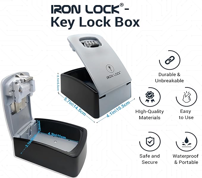 Iron Lock® Key Lock Box XXL Wall Mount – Waterproof Outdoor Key Safe - Image 5