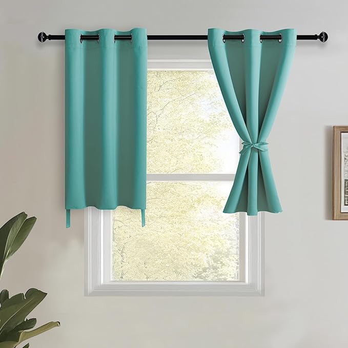 JIUZHEN Turquoise Blackout Curtains by JIUZHEN
