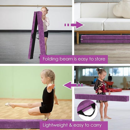 Giantex 7FT/8FT/9FT Balance Beam, Folding Gymnastics Beam w/Carry Handles - Image 5