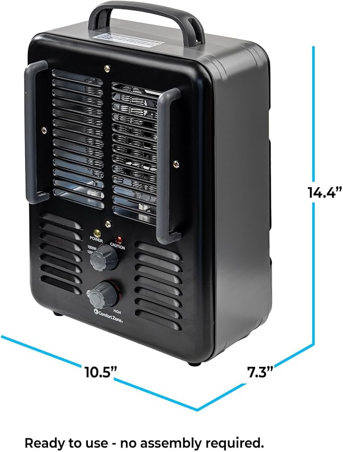 Comfort Zone Electric Portable Milkhouse Style Utility Space Heater - Image 8