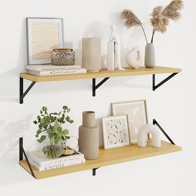 Axeman Deep Floating Shelves | 36 Inch Oak Wall Shelves Set of 2 | 10 Inch Deep by Axeman