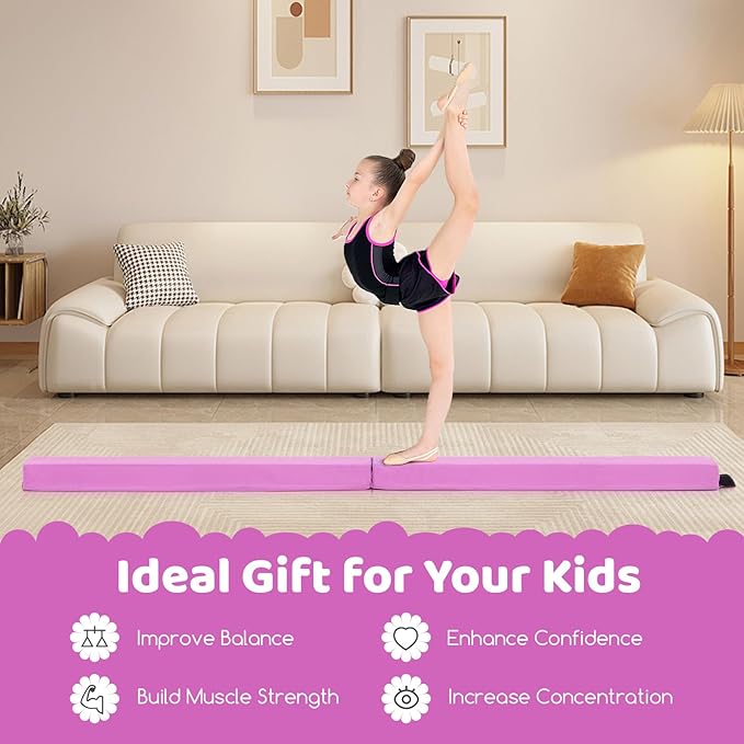 Giantex 7FT/8FT/9FT Balance Beam, Folding Gymnastics Beam w/Carry Handles - Image 5