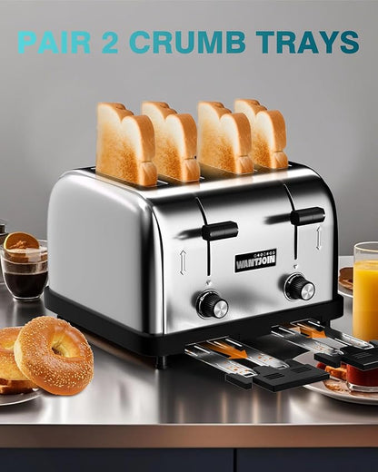 WantJoin Commercial 4-Slice Toaster, 1800W 225 Slices/Hour - Image 2