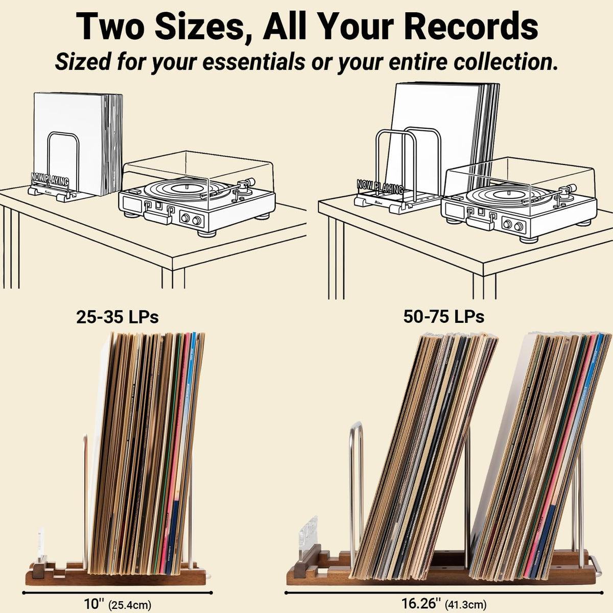 Onmiwod Vinyl Record Holder for 35 LPs, Light Up Now Playing Vinyl Record Sta...