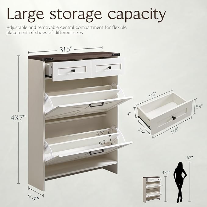 Shoe Storage Cabinet, Farmhouse Shoe Organizer - Image 2