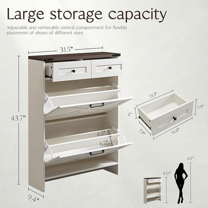 Shoe Storage Cabinet, Farmhouse Shoe Organizer - Image 2
