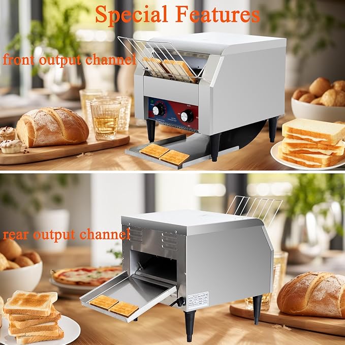 CTJ Commercial Toaster 300 Slices/Hour Electric Conveyor Belt Toaster Heavy - Image 7
