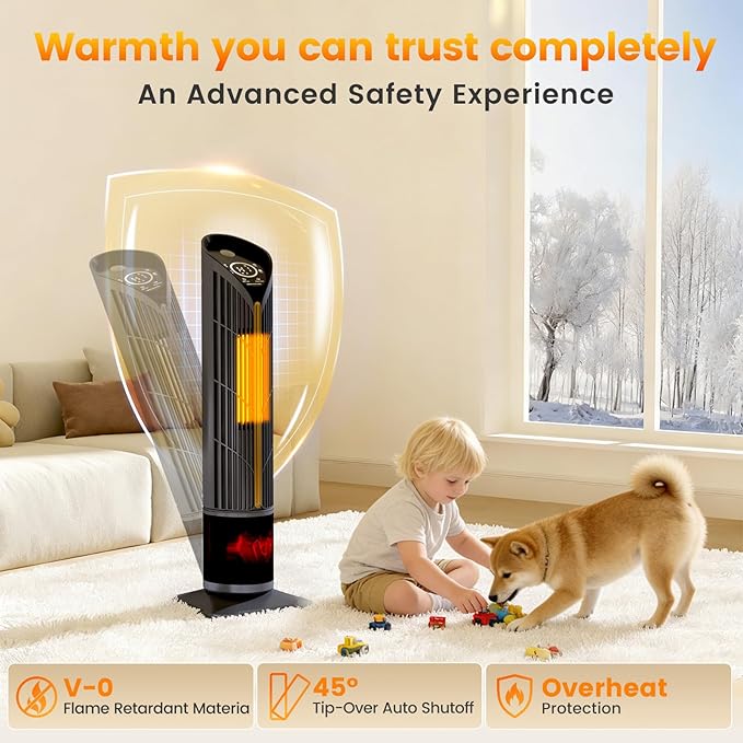 Auertech 28" Space Heater with Humidifier & LED Lights, 3 in 1 Electric Space - Image 6