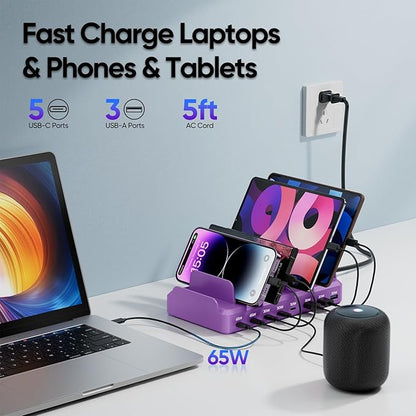 300W Charging Station for Multiple Devices, 8 Port Multi USB C Fast Charger - Image 2