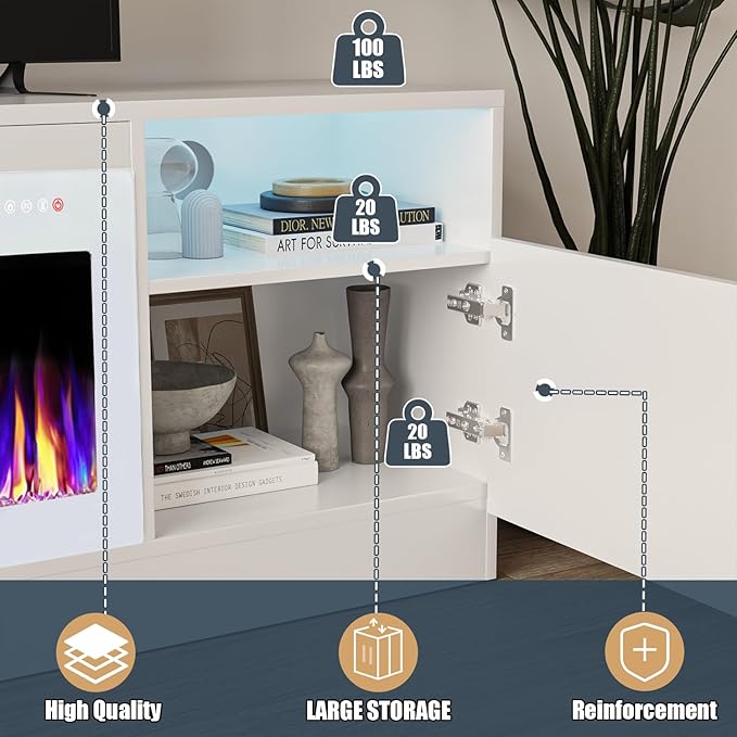VITESSE TV Stand Fireplace - Image 6