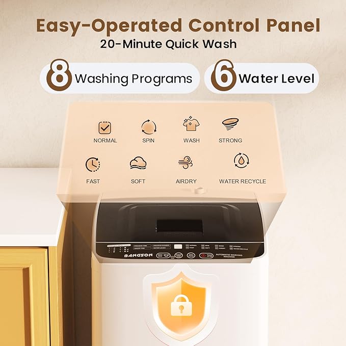 BANGSON 1.08cu.ft Portable Washing Machine, Full-Automatic Washing Machine - Image 4