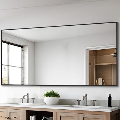 Black Bathroom Mirror for Wall, 30x60 Inch Rectangle Mirrors - Image 2