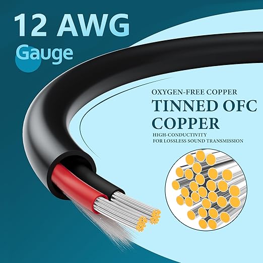 HiFind 12/2 Gauge Speaker Wire Cable 100 Ft-Tinned OFC Copper-UL CL3 Rated- - Image 3