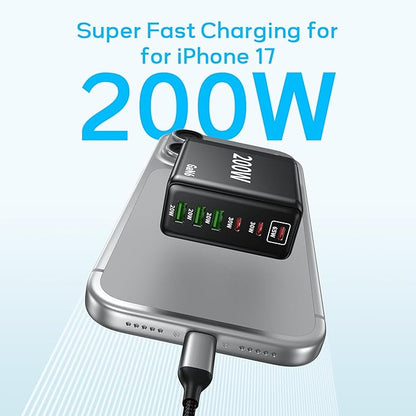 2 Pack USB C Charger Block 200W, 6 Port Foldable Fast Charger Type C Charger - Image 6
