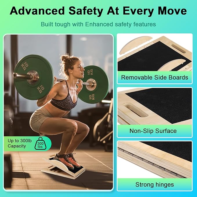 3 in 1 Slant Board for Calf Stretching, Anti Slip Squats Wedge Balance Board - Image 4
