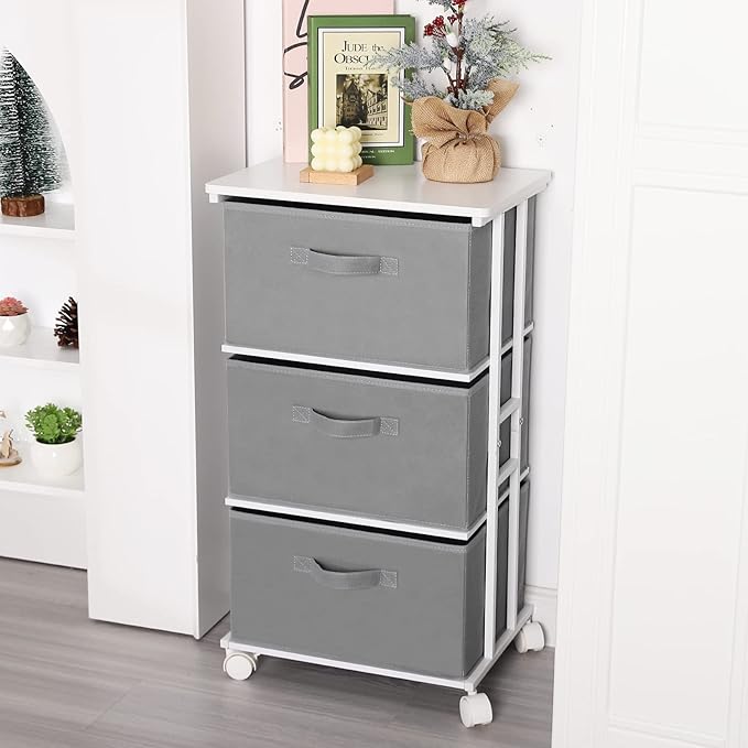 MAX Houser Dresser Tower with 3 Drawers, Fabric Dresser Drawer Organizer Unit - Image 6