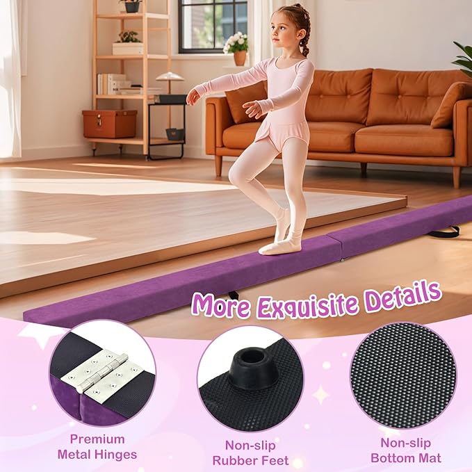Giantex 7FT/8FT/9FT Balance Beam, Folding Gymnastics Beam w/Carry Handles - Image 5