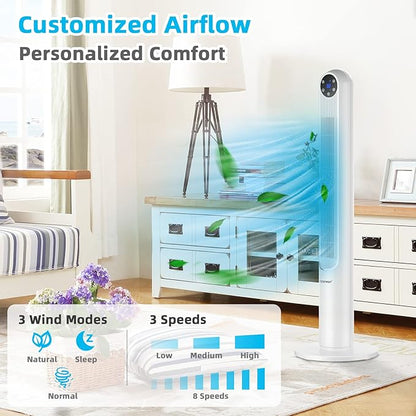 GOFLAME Tower Fan with Remote Control, LED Control Panel and 12H Timer - Image 2