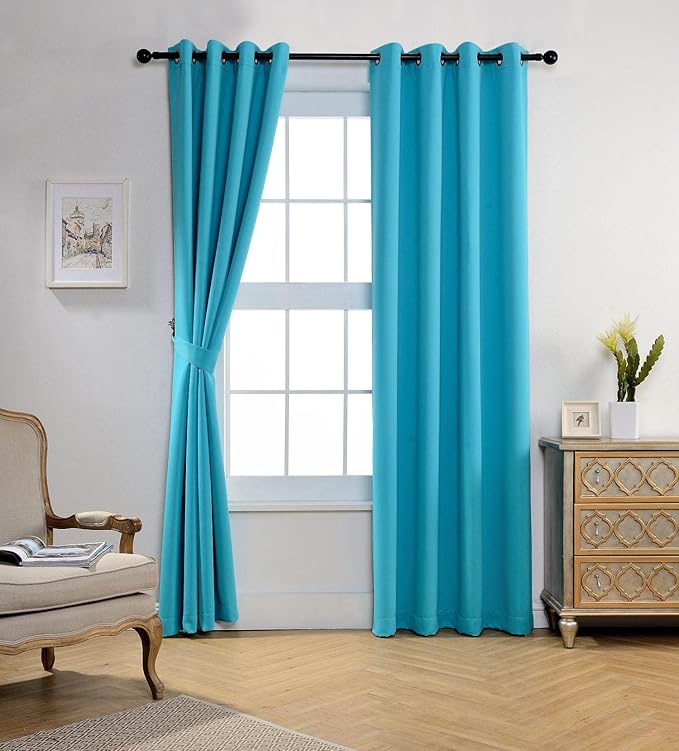 MIUCO Room Darkening Soild Grommet Window Blackout Curtains Panels - Image 2