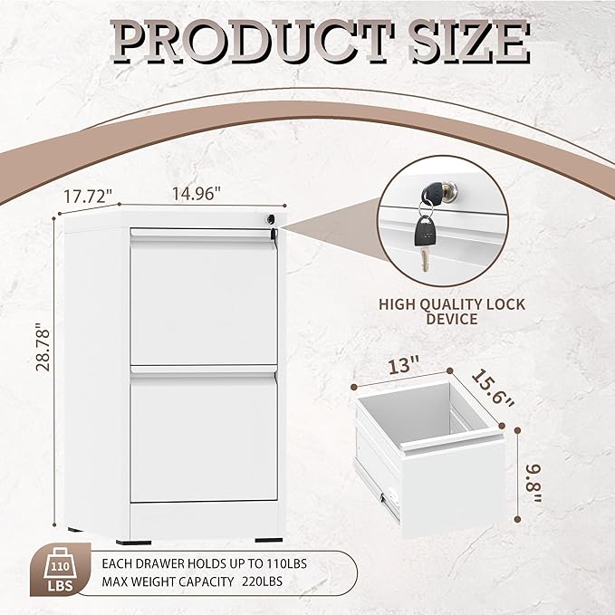 File Cabinet, 2 Drawer File Cabinet - Image 3