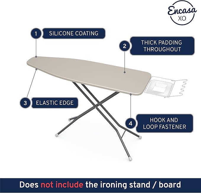 Encasa XO Ironing Board Cover and Pad 49"x18" - 4mm Felt Wide Iron Board Cover - Image 3