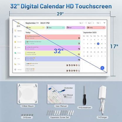 32 Inch Digital Calendar, Electronic Chore Chart, Smart Weekly and Monthly - Image 8