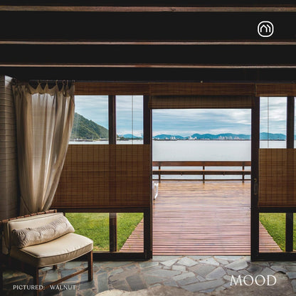 MOOD Custom Bamboo Shades | Rustic | Top Down Bottom Up Cordless | Bamboo Roman Shades for Windows and Doors (Natural Woven) | Rustic Walnut (Great Privacy) | 21" W x 48" H