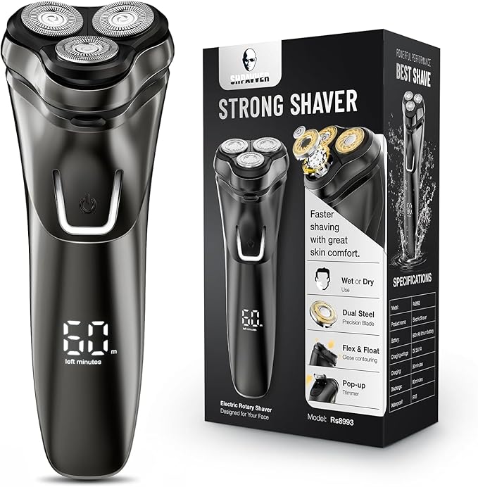 Electric Razor for Men Cordless: Wet/Dry Rotary Shaver Waterproof by SHPAVVER