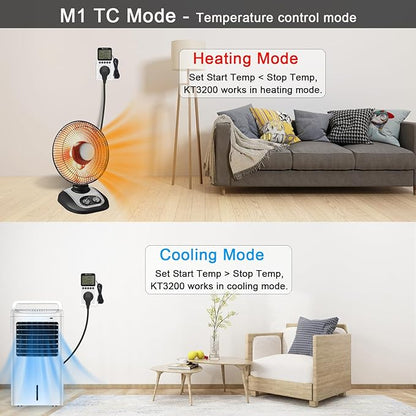 KETOTEK Digital Day/Night Temperature Controller 120V, Thermostat Outlet Plug - Image 4