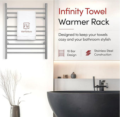 Heated Towel Rack, 10-Bar Wall-Mounted Electric Towel Warmer, Brushed Stainless - Image 2