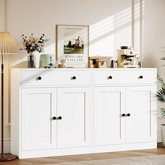 Metal Storage Cabinet with 2 Doors and 1 Drawer, Farmhouse Buffet Cabinet with by TaskStorz