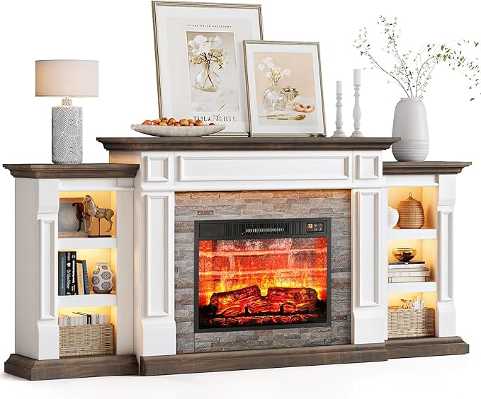 LGHM 72" Fireplace TV Stand for TVs Up to 80 Inch, Electric Fireplace by WelcometoLGHMHome