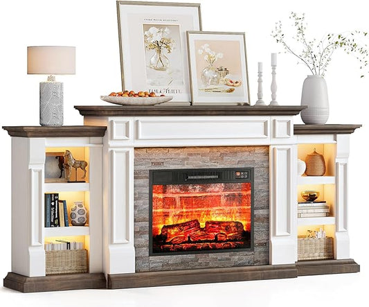 LGHM 72" Fireplace TV Stand for TVs Up to 80 Inch, Electric Fireplace by WelcometoLGHMHome