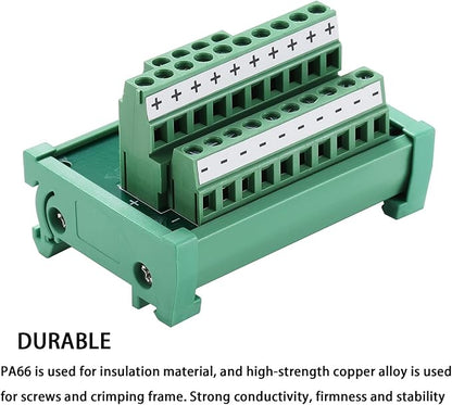 ANMBEST 2 in 10 Out Terminal Blocks Module, 25A DIN Rail and Panel Mounting - Image 3