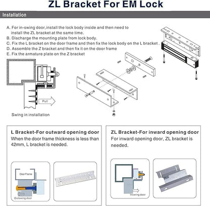 Z and L Bracket for 280KG 600LBS Holding Force Electromagnet Lock Single Door - Image 5
