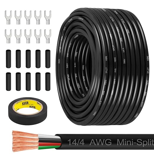 MOOKEERF 14/4 AWG Mini-Split Cable - 150FT 14 AWG 4 Conductor Control Cable by MOOKEERF