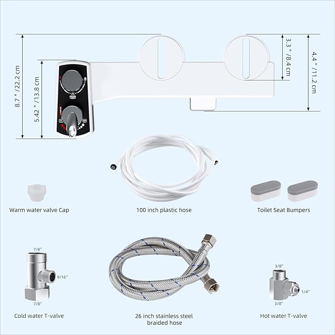 Hibbent Bidet Attachment for Toilet, Hot and Cold Water Spray Non-Electric Dual - Image 6