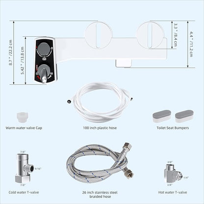 Hibbent Bidet Attachment for Toilet, Hot and Cold Water Spray Non-Electric Dual - Image 6