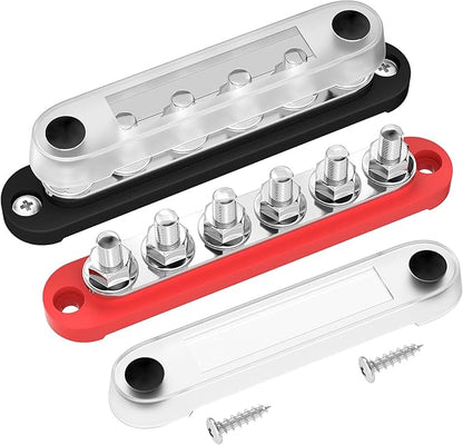 DAIERTEK 12V Bus Bar 6 x 5/16" Terminal Studs 12 Volt Power Distribution Block by DaierTek