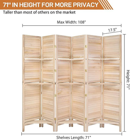 Bonnlo 6 Panels Wood Room Divider - Image 2