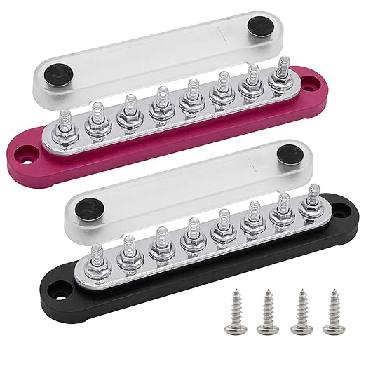 8 x M5 Studs Power Distribution Block Bus Bar 12V, Ampper 5.9" HD 120A Marine by Ampper