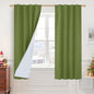 LAMIT Olive Green 100% Blackout Linen Curtains, 63 Inches Linen Textured by LAMIT
