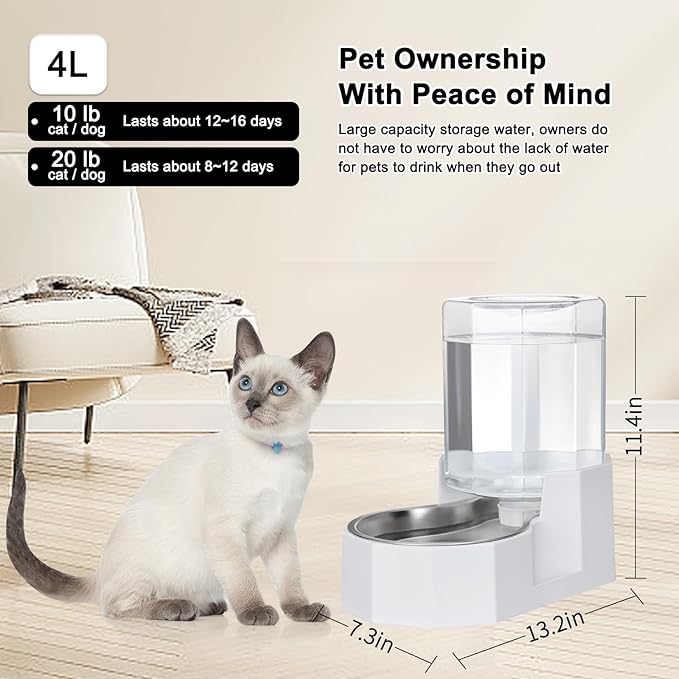 Sfozstra Large Dog Water Dispenser: 4L Stainless Steel Gravity Cat Water Feeder - Image 3
