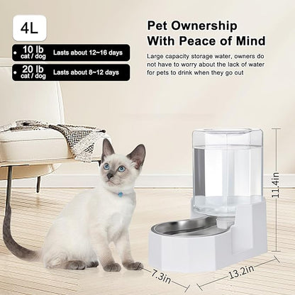 Sfozstra Large Dog Water Dispenser: 4L Stainless Steel Gravity Cat Water Feeder - Image 3