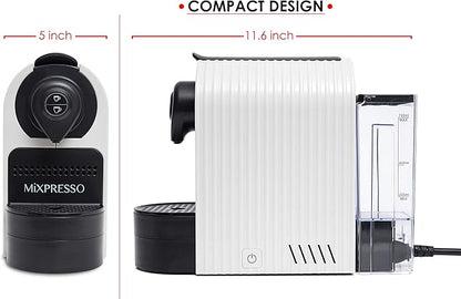 Mixpresso White Espresso Coffee Machine – Compact 1400W Single Serve Coffee - Image 2