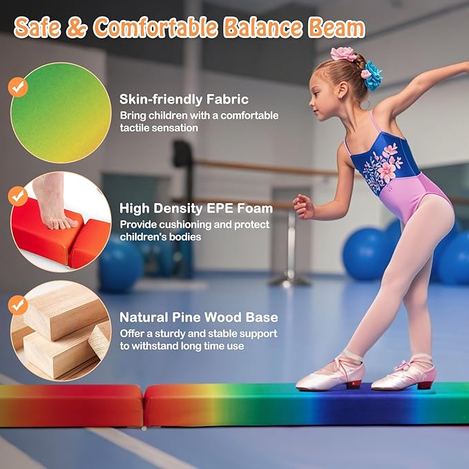 Giantex 7FT/8FT/9FT Balance Beam, Folding Gymnastics Beam w/Carry Handles - Image 4